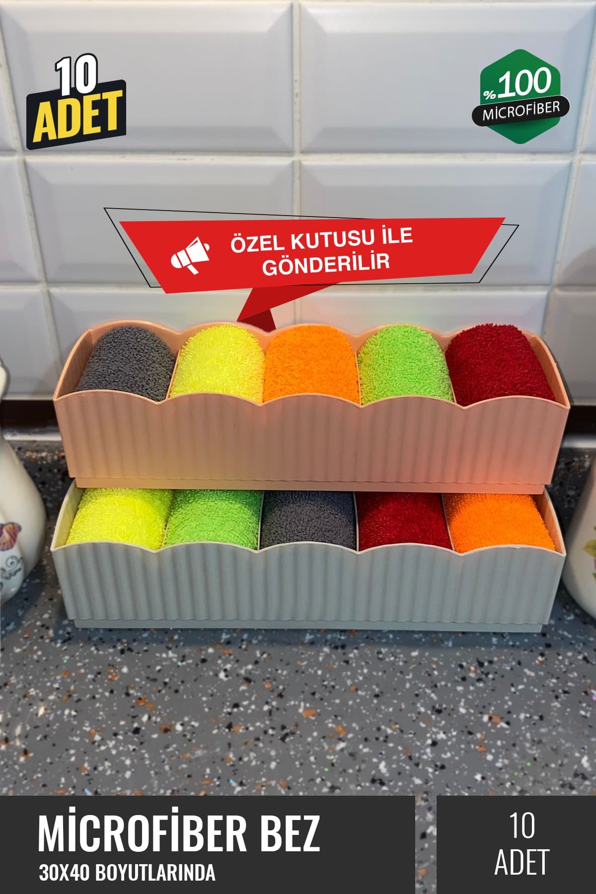 Mikrofiber Temizlik Bezi 10'lu Özel Kutulu Avantajlı Paket