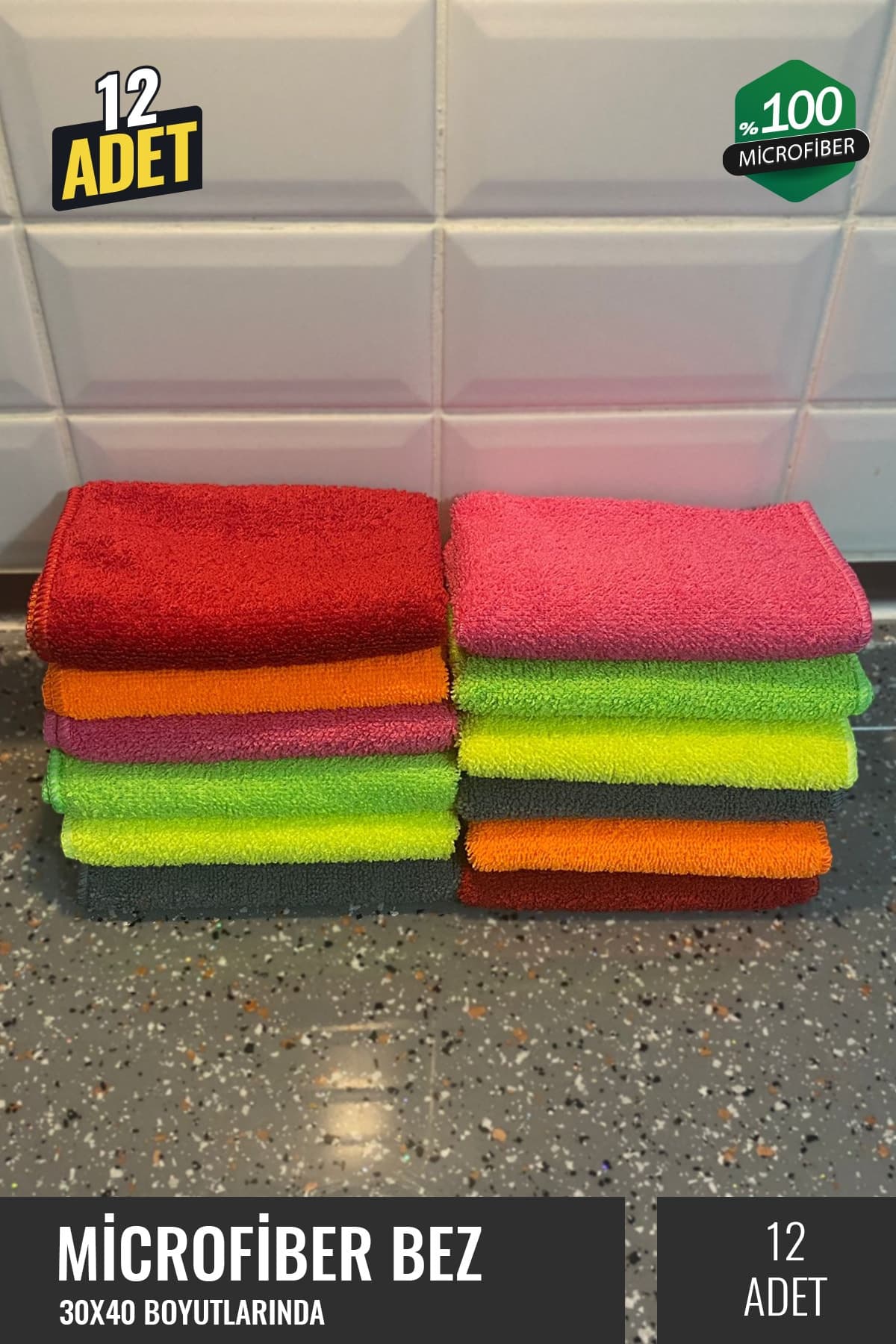 Mikrofiber Temizlik Bezi 12'li Avantajlı Paket